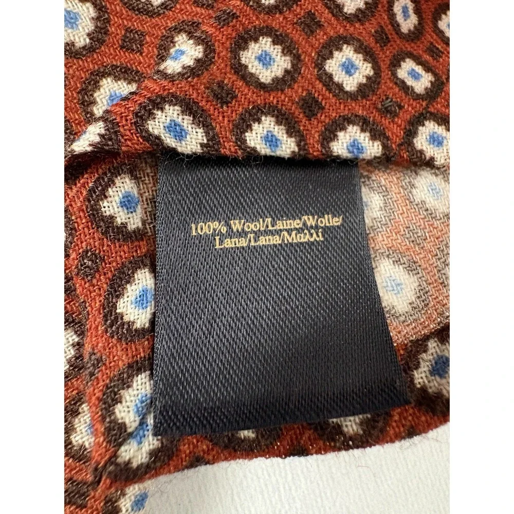 Brooks Brothers Men's Wool Necktie Geometric‎ Blue Red Pattern